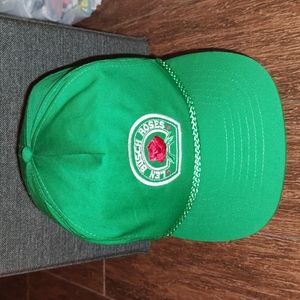 Vintage Len Busch Roses Green Adjustable Hat